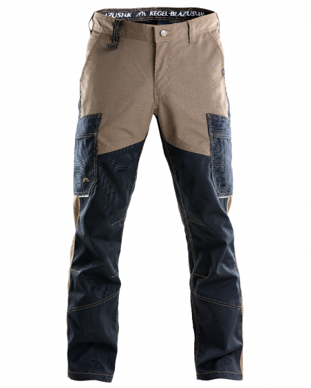 Spodnie robocze 5507 V-WORK, czarno-brązowe — przód spodni