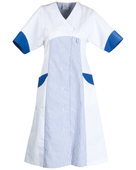 Długi Fartuch Damski z krótkim rękawem 4550