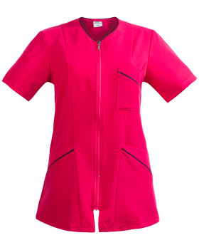 Bluza damska 3344– Krótki Rękaw KBT amarantowo-granatowa - przód
