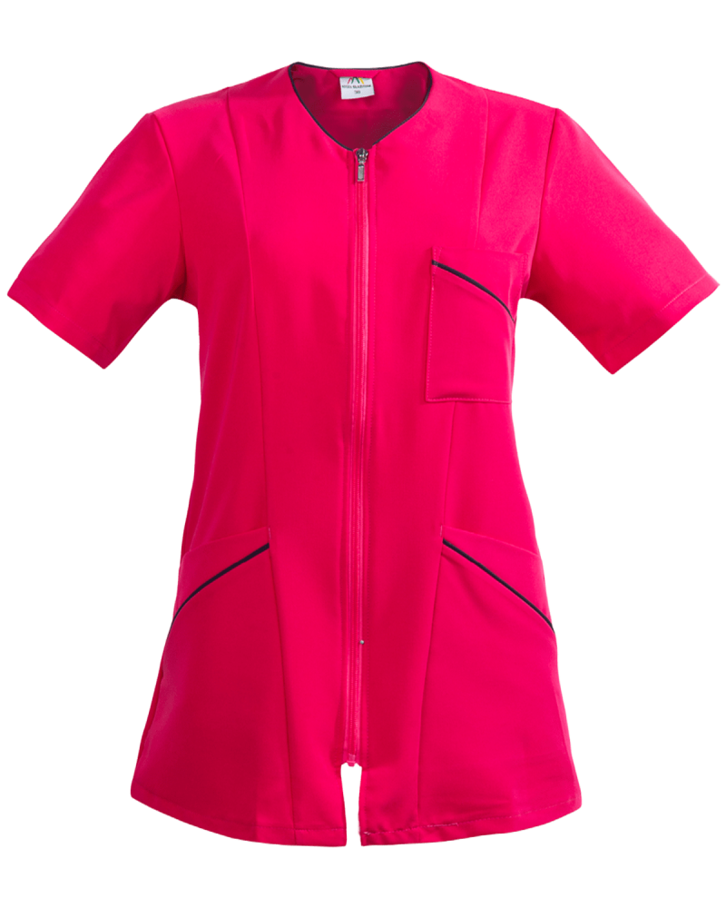 Bluza damska 3344– Krótki Rękaw KBT amarantowo-granatowa - przód