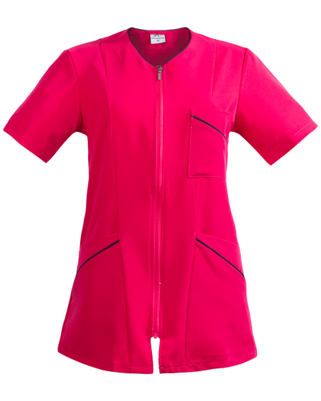 Bluza damska 3344– Krótki Rękaw KBT amarantowo-granatowa - przód