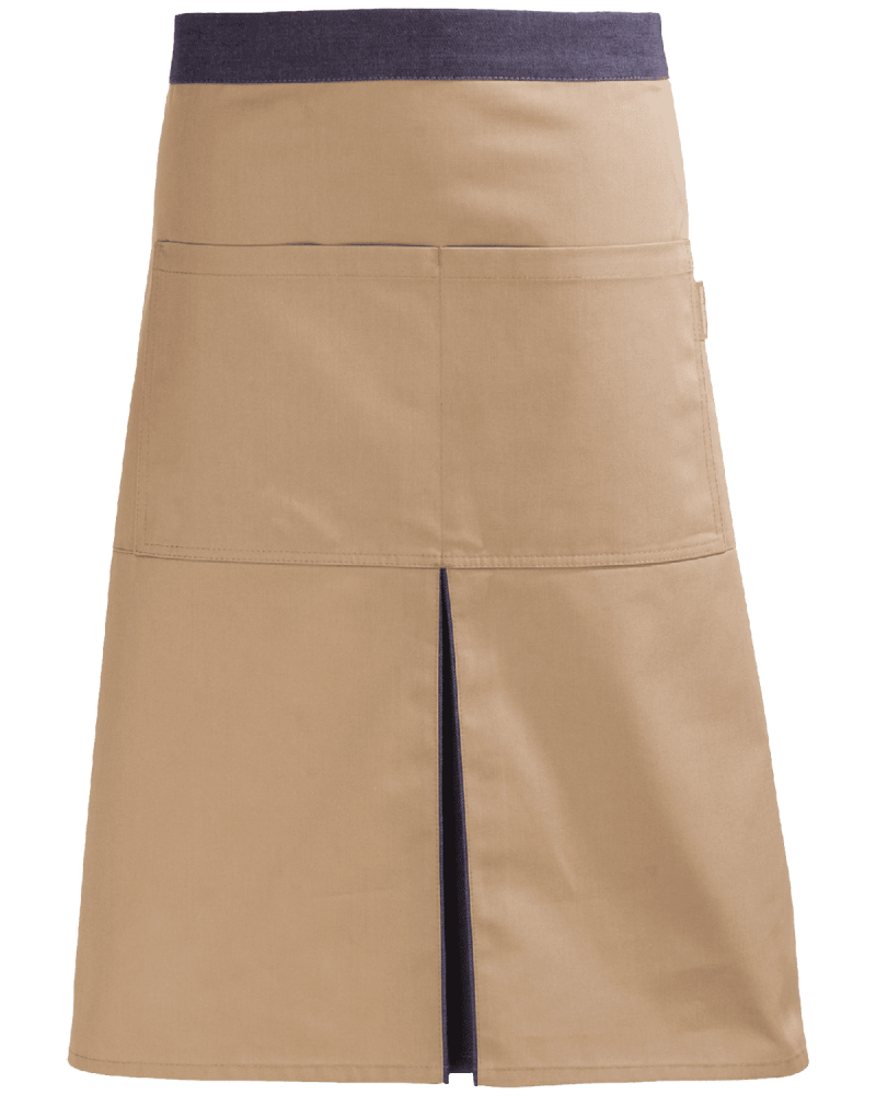 Beżowa zapaska z podwójną kieszenią 65 cm
