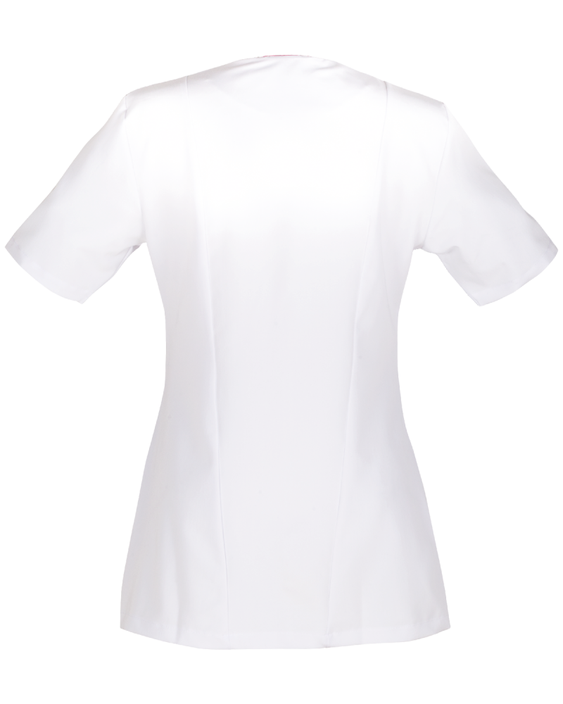 Bluza medyczna z wiskozy 359A - Krótki Rękaw KBT, biała - tył