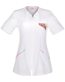 Bluza medyczna z wiskozy 359A - Krótki Rękaw KBT, biała - przód