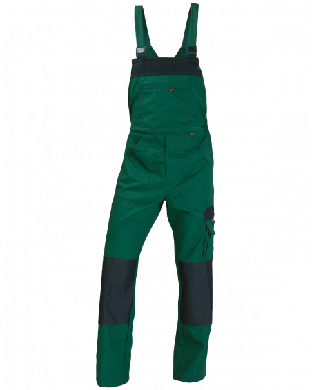 Ogrodniczki robocze WORK - zielono-czarne - przód spodni