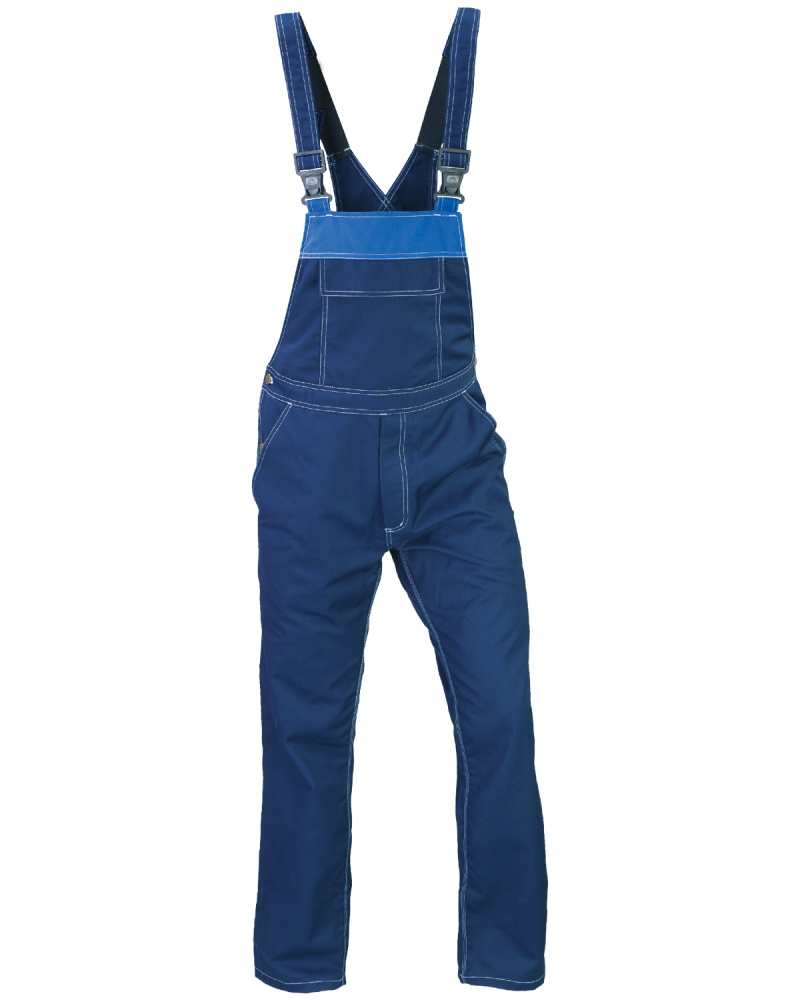 Ogrodniczki robocze TOP, granatowo-niebieskie - przód spodni