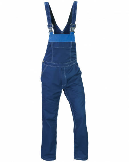Ogrodniczki robocze TOP, granatowo-niebieskie - przód spodni
