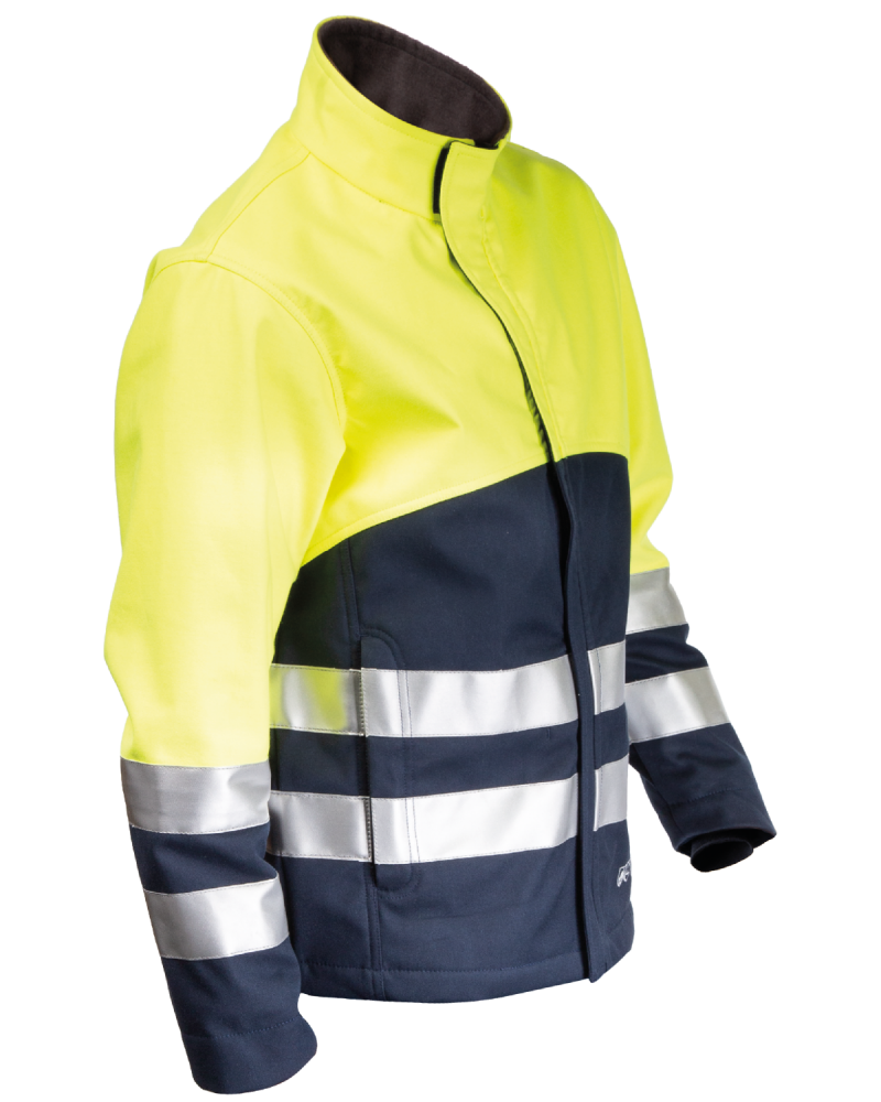 Kurtka Multiochronna, Softshell Hi-Vis, Granatowy/Hi-Vis Żółty - prawy bok kurtki