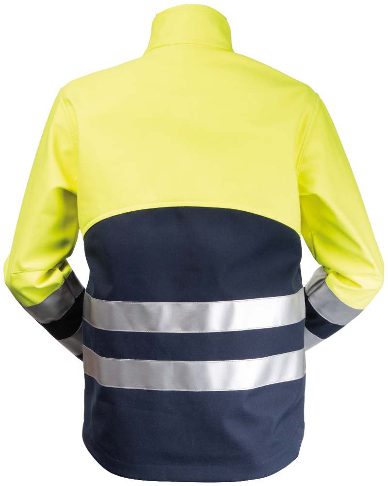 Kurtka Multiochronna, Softshell Hi-Vis, Granatowy/Hi-Vis Żółty - tył kurtki