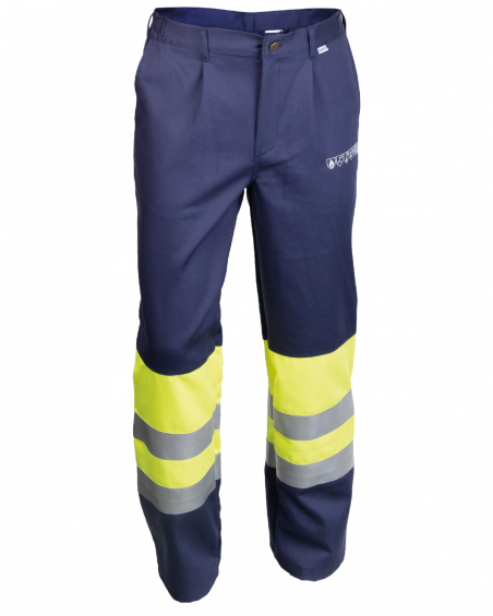 Spodnie Hi-Vis multiochronne,  ostrzegawcze 5900, Granatowy/Hi-Vis Żółty - przód spodni