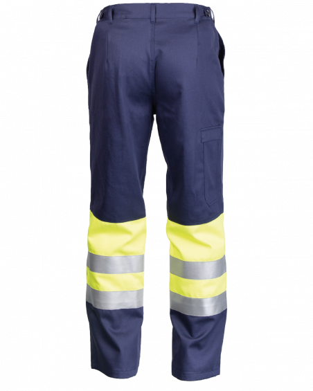 Spodnie Hi-Vis multiochronne,  ostrzegawcze 5900, Granatowy/Hi-Vis Żółty - tył spodni