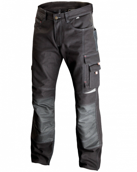 Spodnie Pirat Black z elementami odblaskowymi, czarne - przód spodni