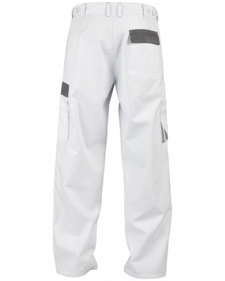 Spodnie robocze WORK, biało-szare - tył spodni