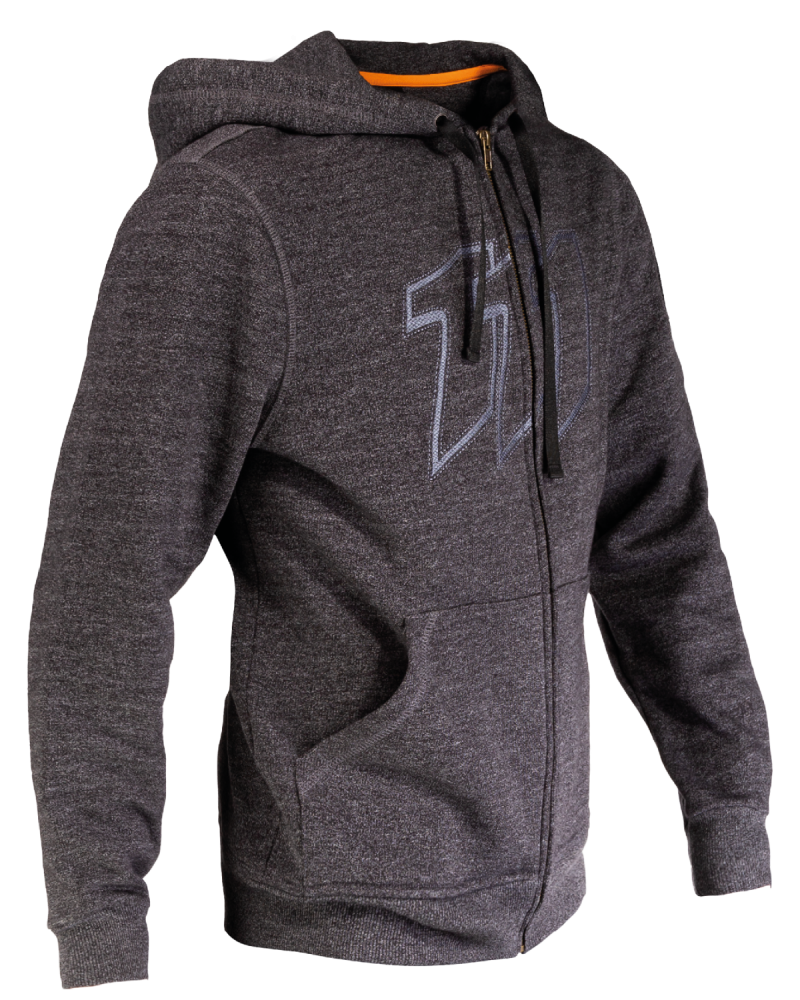 Bluza dresowa z kapturem Quartz 0248, szara - prawy bok z przodu bluzy