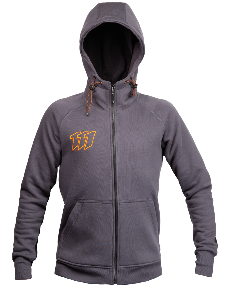 Bluza dresowa z kapturem Modern, szara - założony kaptur - przód bluzy