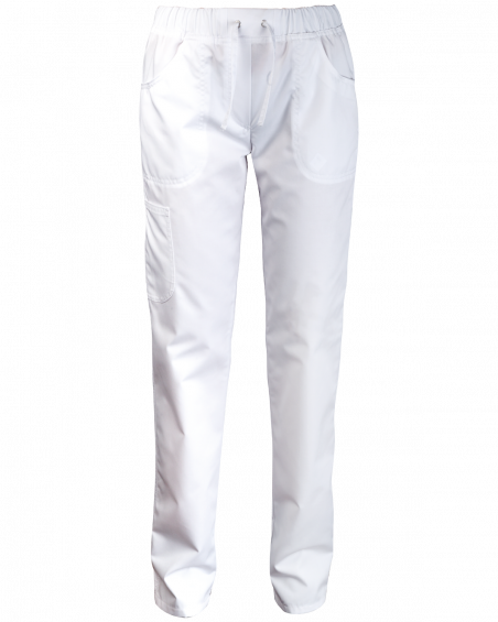 Spodnie damskie, białe biodrówki na gumce - przód