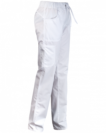 Spodnie damskie, białe biodrówki na gumce - z boku