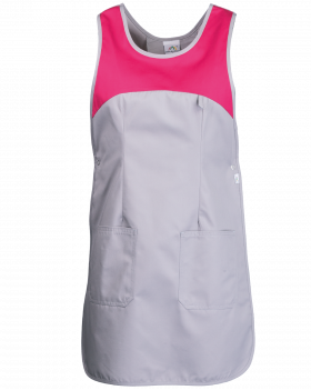 Fartuch damski 4554, szaro-różowy — przód