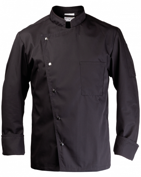 Bluza kucharska 361A, czarna - wywinięty mankiet - przód