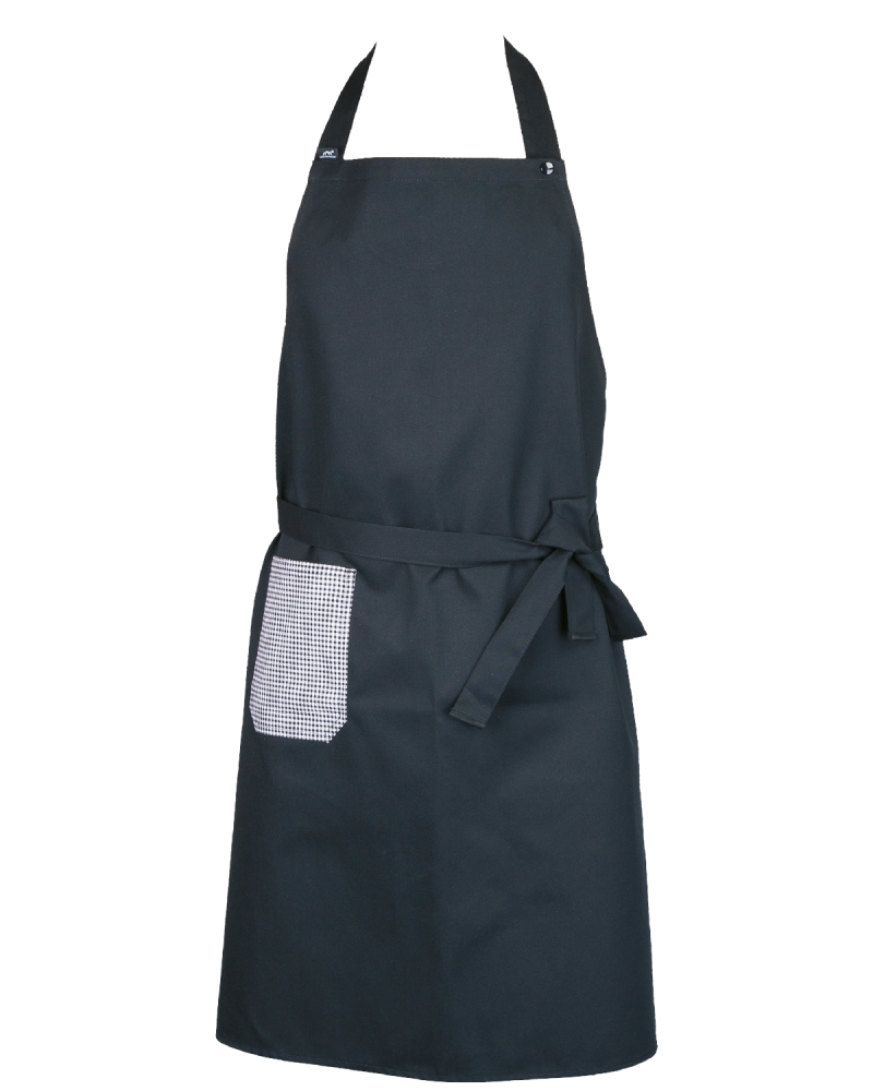 Fartuch przedni z kieszenią pepita, czarny