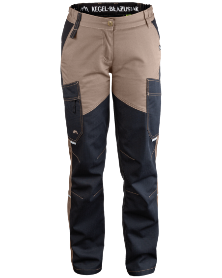 Spodnie damskie 5504/V-WORK, warsztatowe, czarno-brązowe - przód spodni