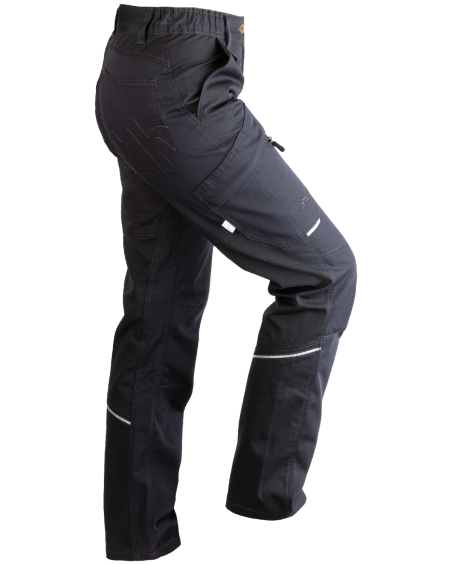 Spodnie damskie 5504/V-WORK do pracy czarne - prawy bok spodni z uniesionym kolanem