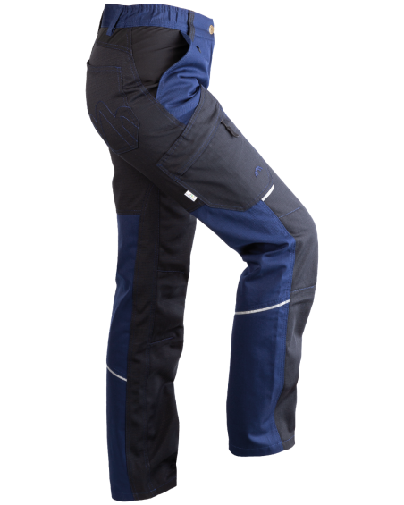 Spodnie damskie 5504/V-WORK serwisowe czarno-granatowe - prawy bok spodni z uniesionym kolanem