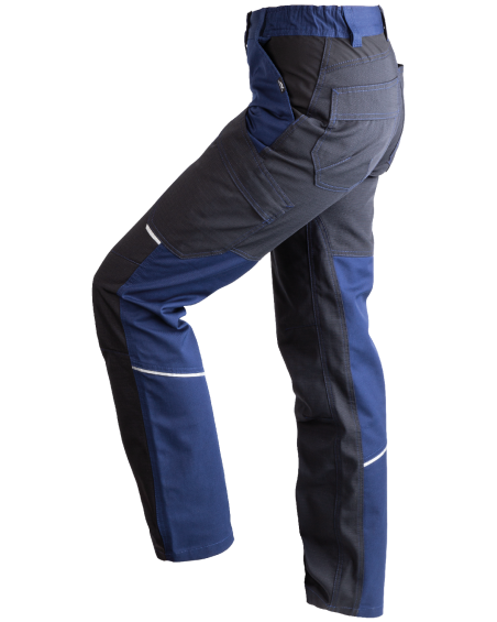 Spodnie damskie 5504/V-WORK serwisowe czarno-granatowe - lewy bok spodni z uniesionym kolanem