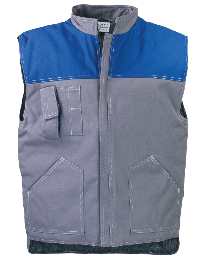 Kamizelka ocieplana PROFI, szaro-niebieska - przód kamizelki