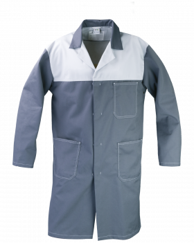 Fartuch roboczy PROFI, szaro-biały - przód fartucha