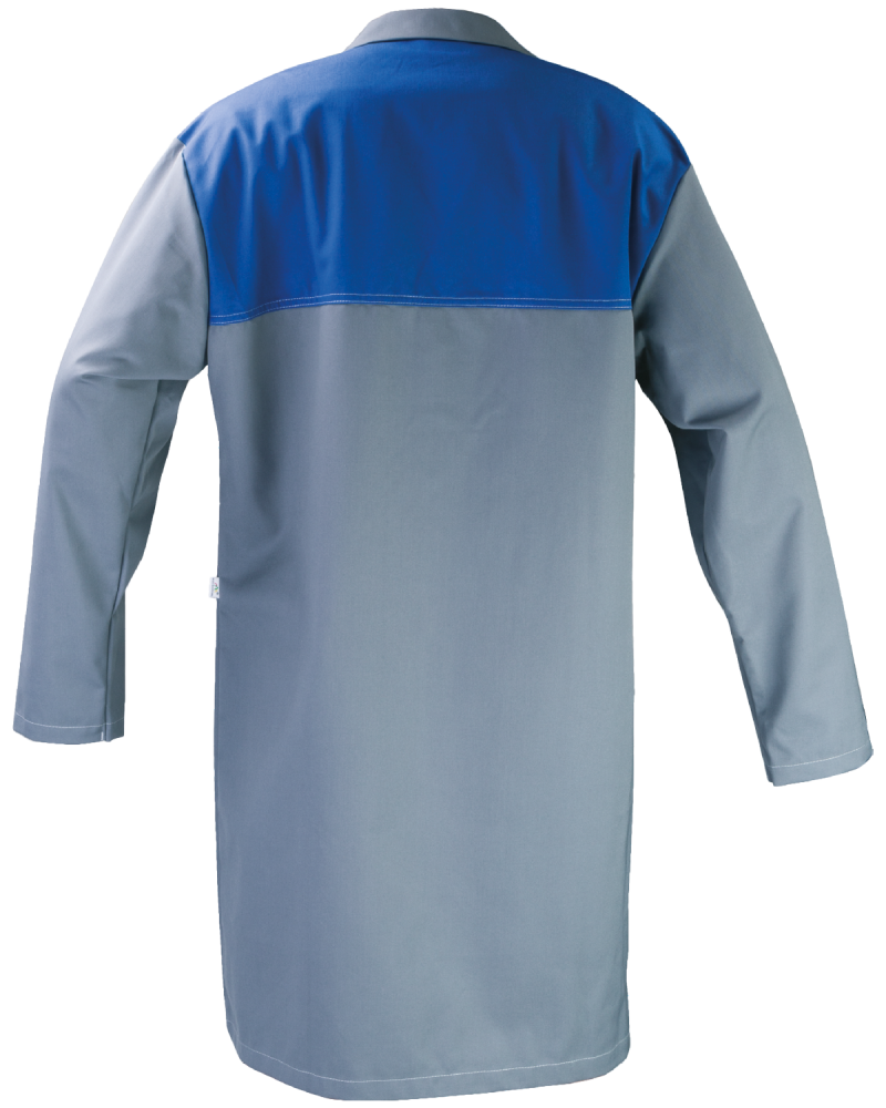 Fartuch roboczy PROFI, szaro-niebieskie - tył fartucha