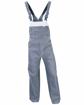 Ogrodniczki PROFI, szaro-białe - przód spodni