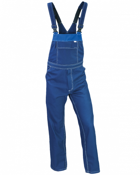 Ogrodniczki PROFI, granatowo-niebieskie - przód spodni