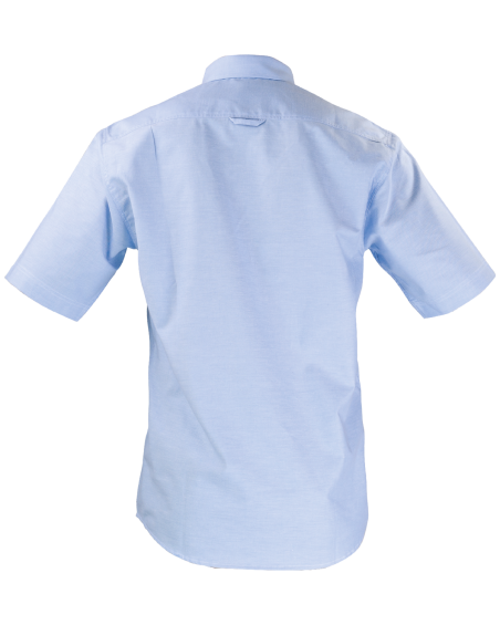 Koszula męska – krótki rękaw, błękitna - tył koszuli