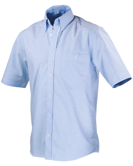Koszula męska – krótki rękaw, błękitna - przód koszuli