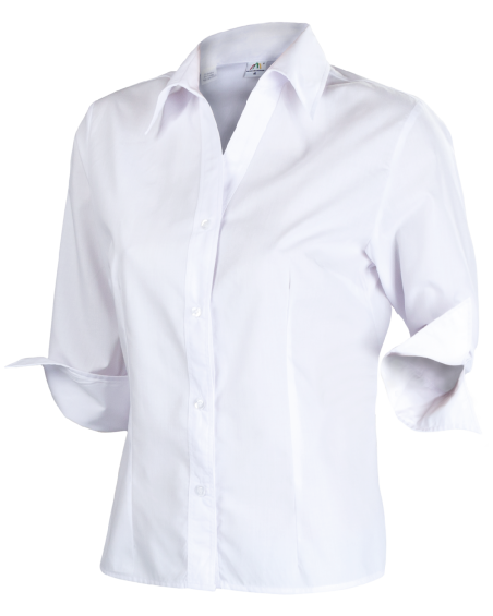 Bluzka Soft z rękawem ¾, koszula biała - przód koszuli
