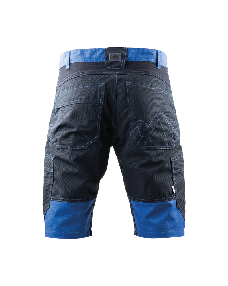 Krótkie spodenki z odblaskami czarno-niebieskie — tył spodenek