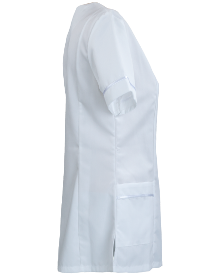 Elegancka bluza damska z krótkim rękawem, medyczna, biała - bok bluzy