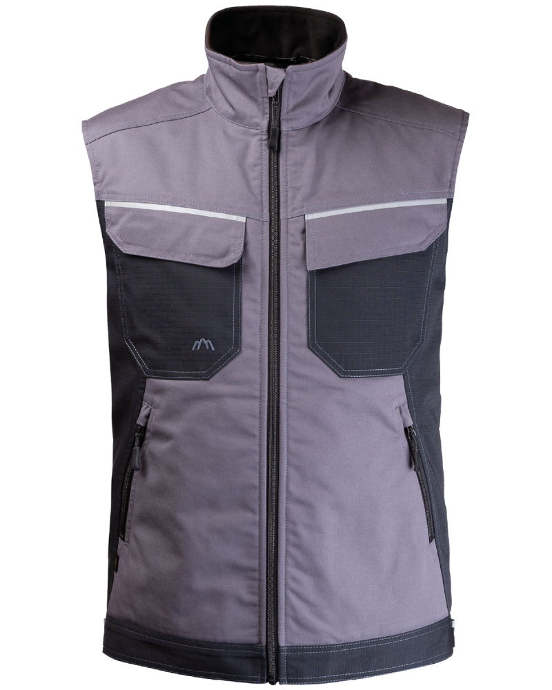 Kamizelka ocieplana 2506 z odblaskami V-WORK (Szary/Czarny) - przód