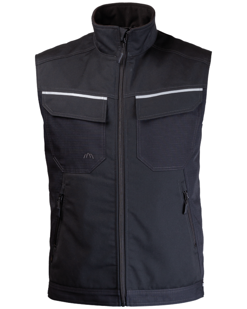 Kamizelka ocieplana 2506 z odblaskami V-WORK (Czarny) - przód