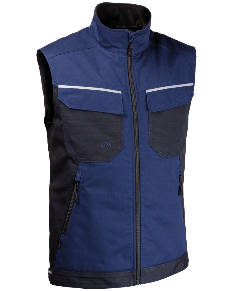 Kamizelka ocieplana 2506 z odblaskami V-WORK (Granat/Czerń) - bok