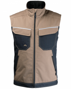 Kamizelka ocieplana 2506 z odblaskami V-WORK (Brązowy/Czarny) - przód