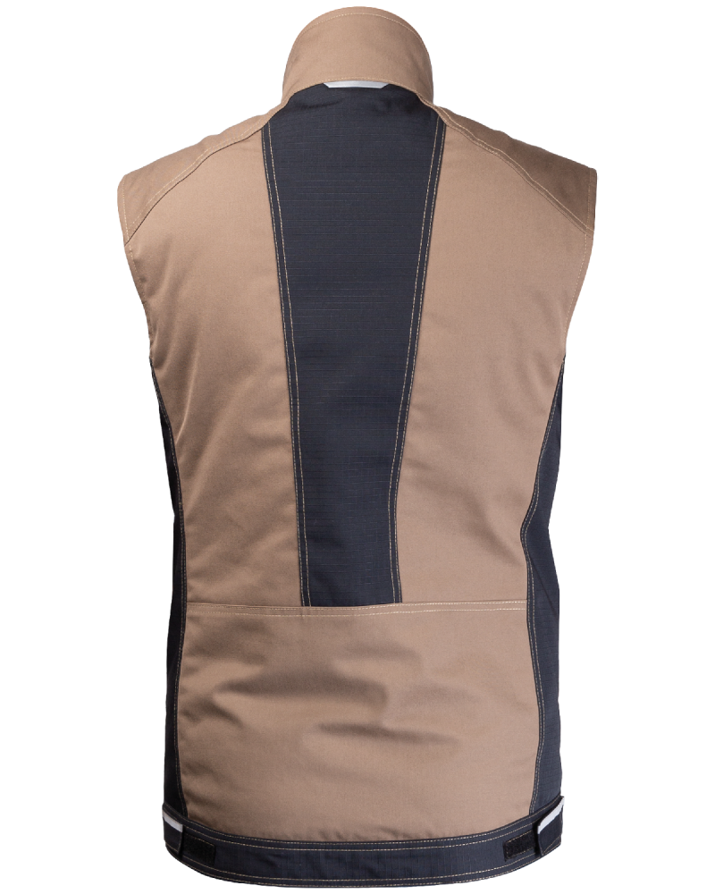 Kamizelka ocieplana 2506 z odblaskami V-WORK (Brązowy/Czarny) - tył