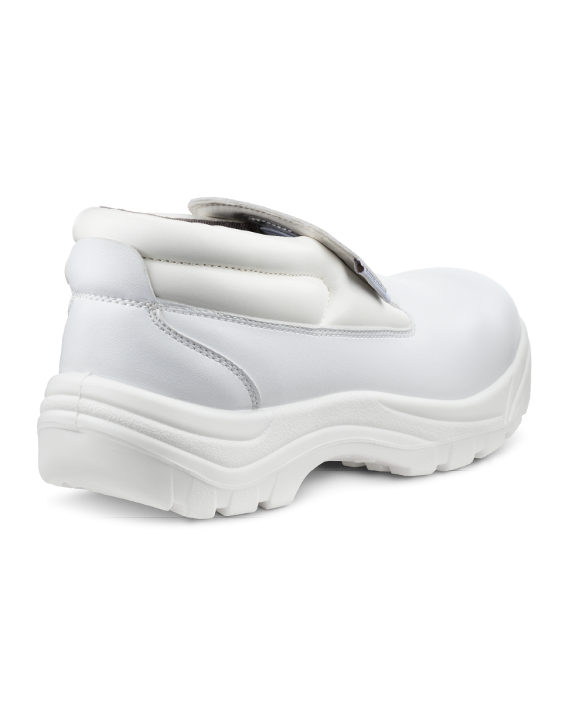 Trzewiki ochronne Haccp Albi, białe robocze — tył buta