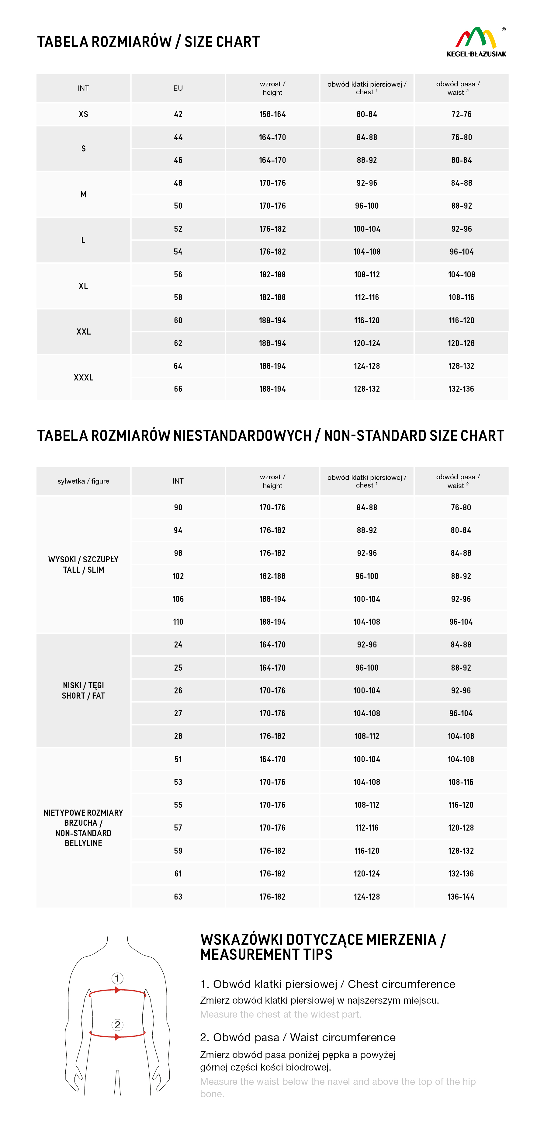 Tabela rozmiarów